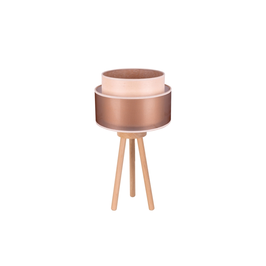 Duolla - Tafellamp WOOD BOHO 1xE27/15W/230V diameter 25 cm koper/bruin/beige
