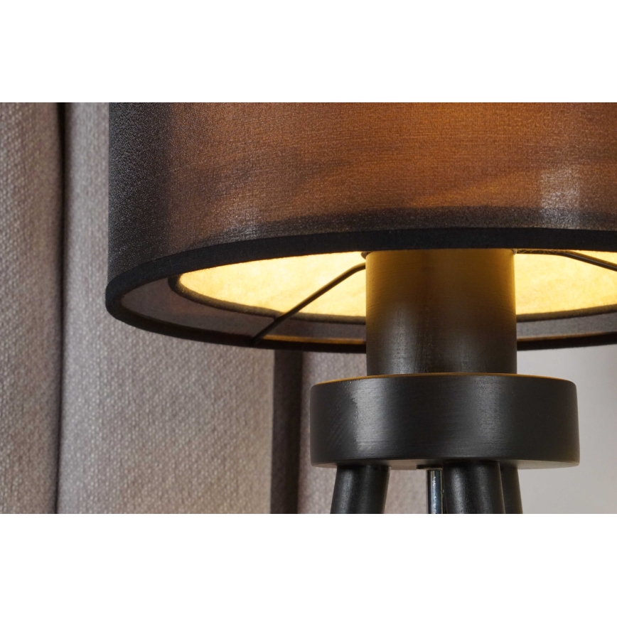Duolla - Tafellamp WOOD BOHO 1xE27/15W/230V diameter 25 cm zwart/beige
