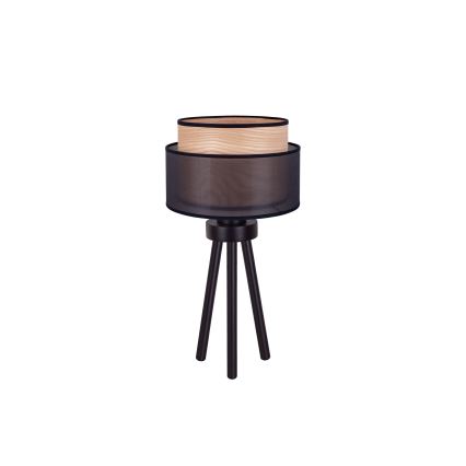 Duolla - Tafellamp WOOD BOHO 1xE27/15W/230V diameter 25 cm zwart/beige