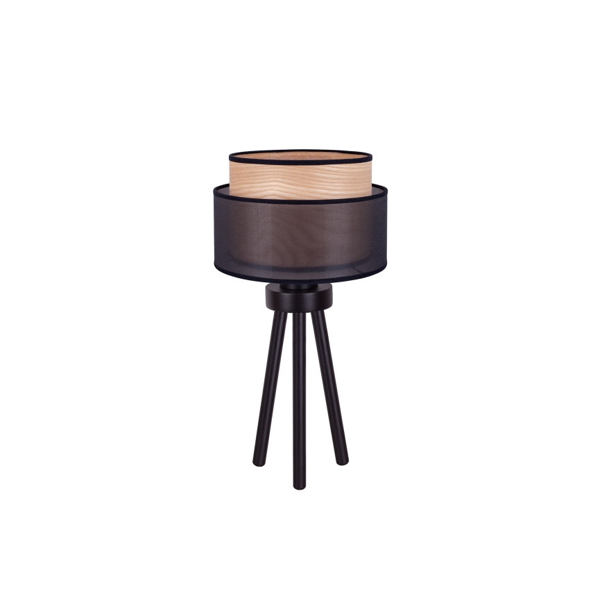Duolla - Tafellamp WOOD BOHO 1xE27/15W/230V diameter 25 cm zwart/beige