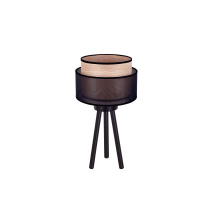Duolla - Tafellamp WOOD BOHO 1xE27/15W/230V diameter 25 cm zwart/beige