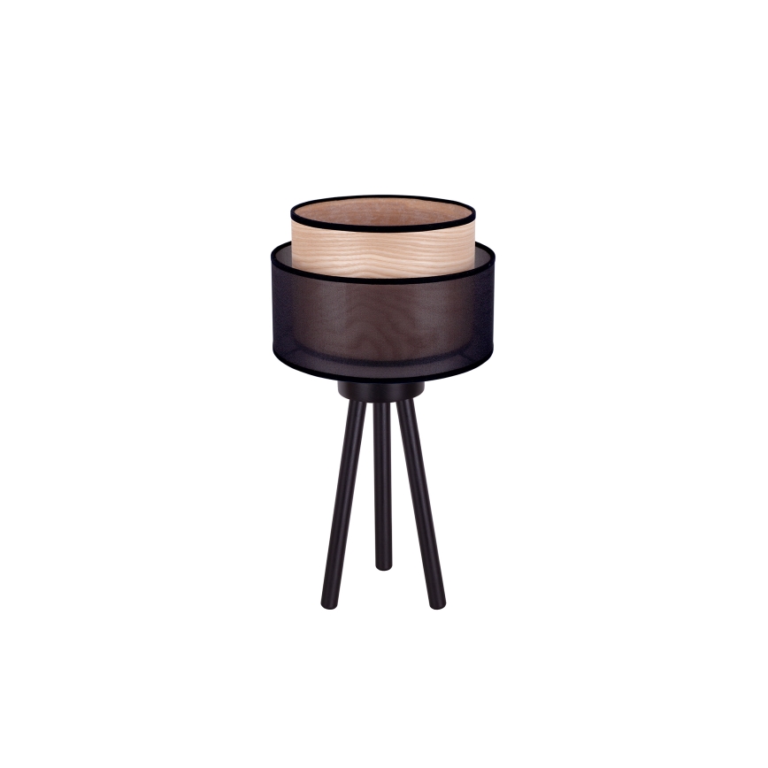 Duolla - Tafellamp WOOD BOHO 1xE27/15W/230V diameter 25 cm zwart/beige