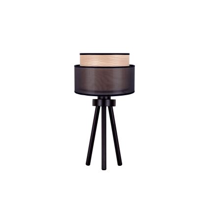 Duolla - Tafellamp WOOD BOHO 1xE27/15W/230V diameter 25 cm zwart/beige