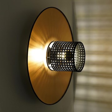 Duolla - Wandlamp TOKYO RATTAN 1xE27/15W/230V diameter 50 cm goud/zwart