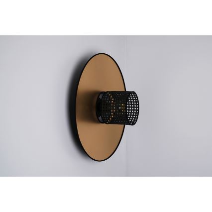 Duolla - Wandlamp TOKYO RATTAN 1xE27/15W/230V diameter 50 cm goud/zwart