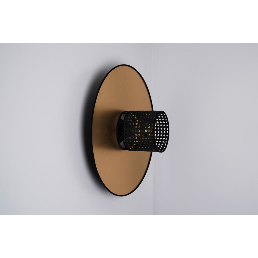 Duolla - Wandlamp TOKYO RATTAN 1xE27/15W/230V diameter 50 cm goud/zwart