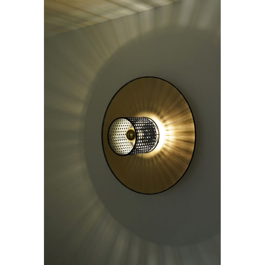 Duolla - Wandlamp TOKYO RATTAN 1xE27/15W/230V diameter 50 cm goud/zwart