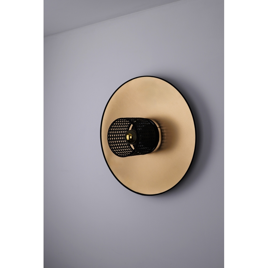 Duolla - Wandlamp TOKYO RATTAN 1xE27/15W/230V diameter 50 cm goud/zwart