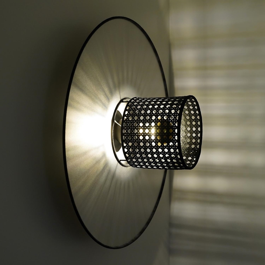 Duolla - Wandlamp TOKYO RATTAN 1xE27/15W/230V diameter 50 cm zilver/zwart