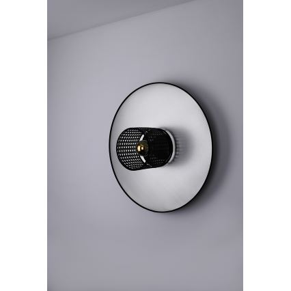Duolla - Wandlamp TOKYO RATTAN 1xE27/15W/230V diameter 50 cm zilver/zwart