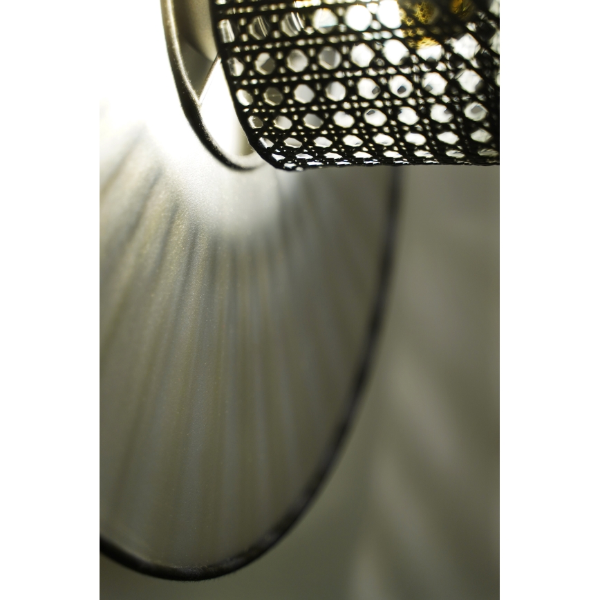 Duolla - Wandlamp TOKYO RATTAN 1xE27/15W/230V diameter 50 cm zilver/zwart