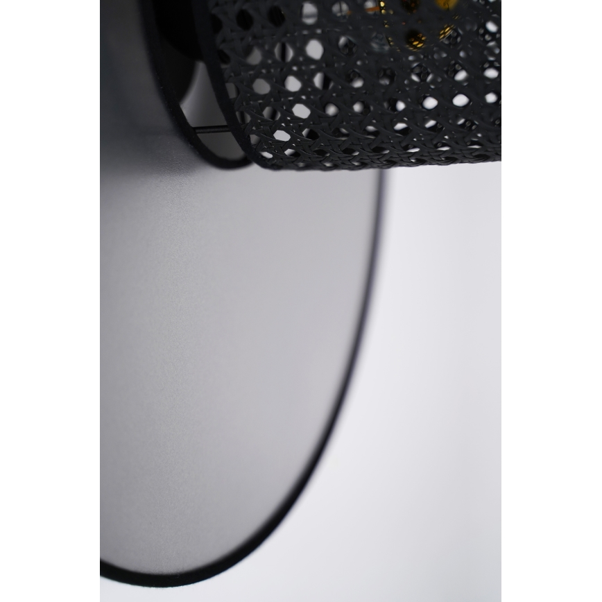 Duolla - Wandlamp TOKYO RATTAN 1xE27/15W/230V diameter 50 cm zilver/zwart