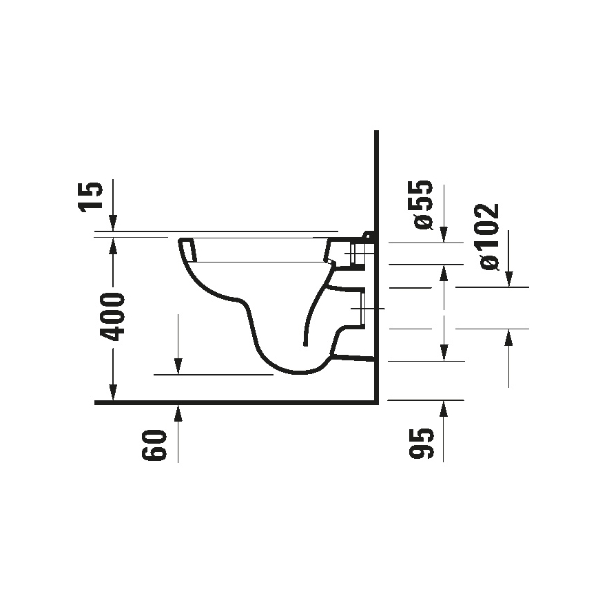 Duravit 22110900002 - Hangend toilet D-CODE keramiek/glanzend wit