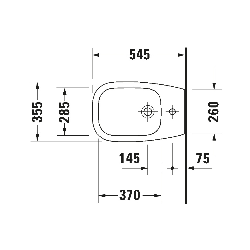 Duravit 22571500002 - Hangend bidet D-CODE keramiek/glanzend wit