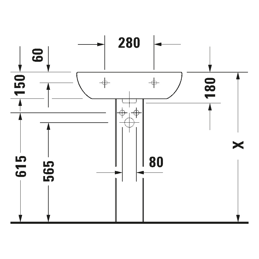 Duravit 23106000002 - Wandgemonteerde wastafel D-CODE 60x46 cm keramiek/glanzend wit