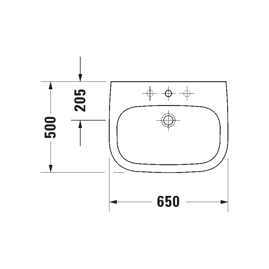 Duravit 23106500002 - Hangende wastafel D-CODE 65 x 50 cm, keramiek, glanzend wit