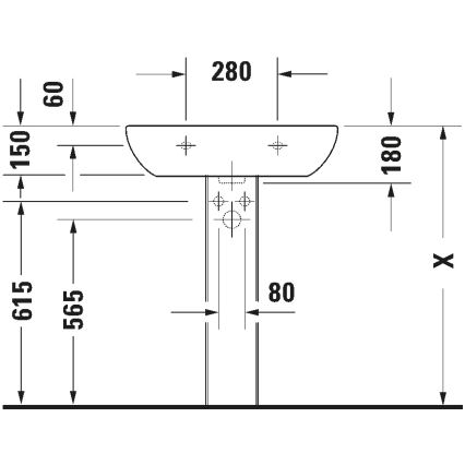 Duravit 23106500002 - Hangende wastafel D-CODE 65 x 50 cm, keramiek, glanzend wit