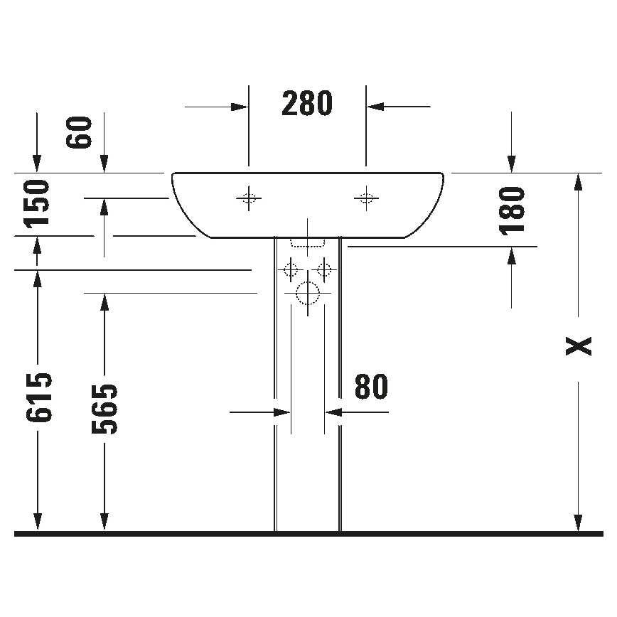 Duravit 23106500002 - Hangende wastafel D-CODE 65 x 50 cm, keramiek, glanzend wit