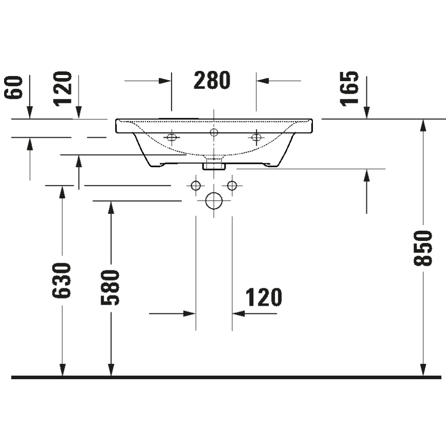 Duravit 2367650060 - Wandhangende wastafel D-NEO 65x48 cm keramiek/glanzend wit