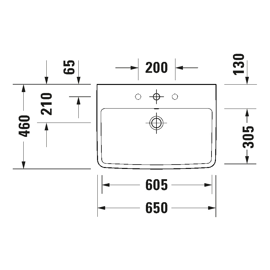 Duravit 23756500002 - Wandwastafel D-NEO 65x46 cm keramiek/glanzend wit