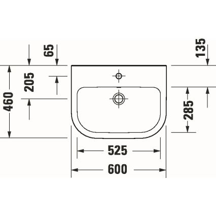 Duravit 23986000002 - Hangende wastafel D-CODE 60x46 cm keramiek/glanzend wit