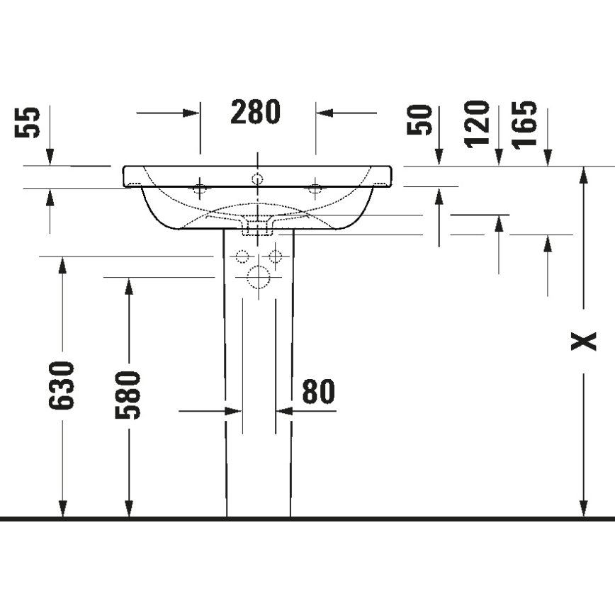 Duravit 23996500002 - Wandhangende wastafel D-CODE 65x48 cm keramiek/glanzend wit