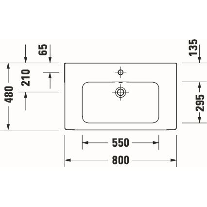 Duravit 23998000002 - Wandgemonteerde wastafel D-CODE 80 x 48 cm, keramiek, hoogglans wit