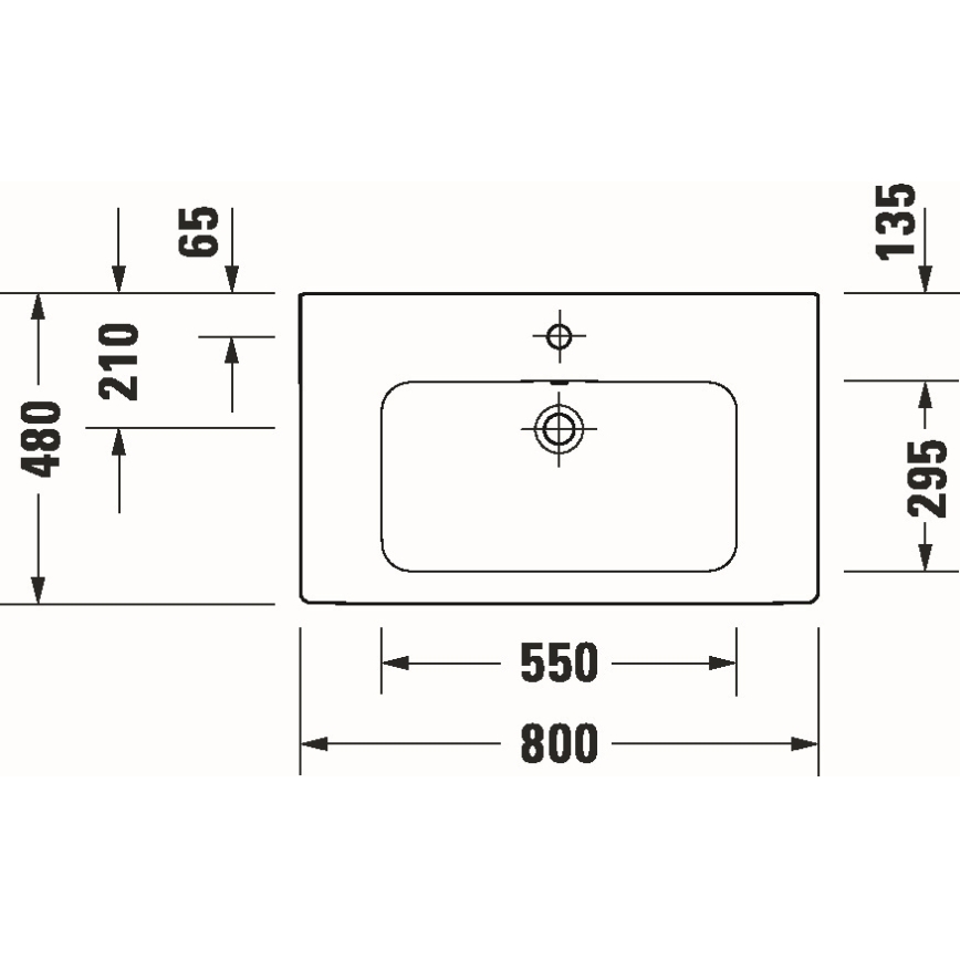 Duravit 23998000002 - Wandgemonteerde wastafel D-CODE 80 x 48 cm, keramiek, hoogglans wit