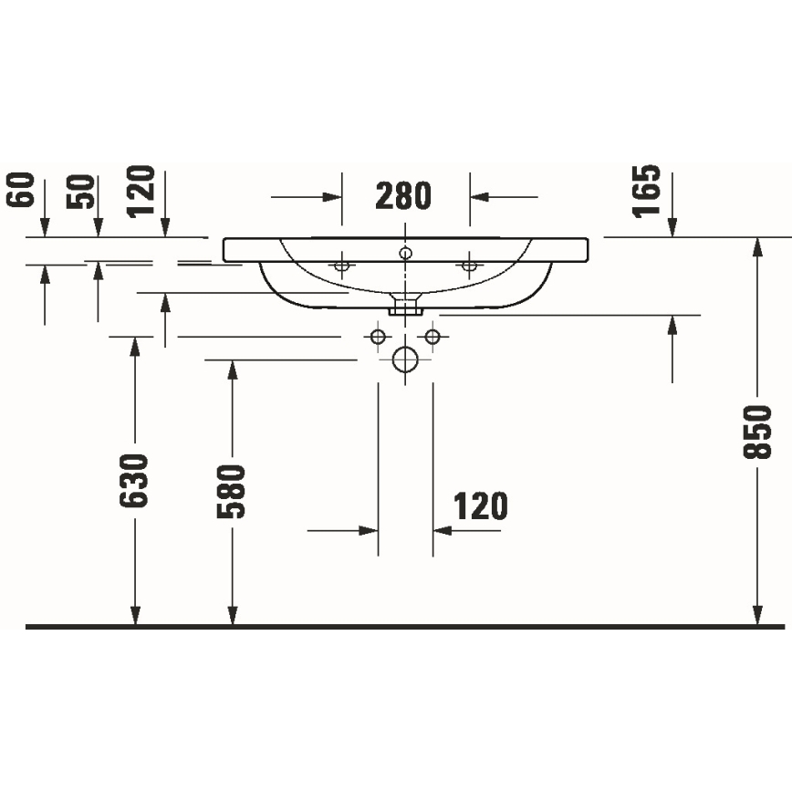 Duravit 23998000002 - Wandgemonteerde wastafel D-CODE 80 x 48 cm, keramiek, hoogglans wit