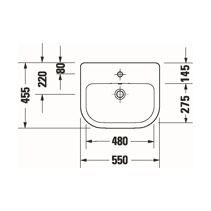 Duravit 24035500002 - Onderbouwwastafel D-CODE 55x45,5 cm keramiek/glanzend wit