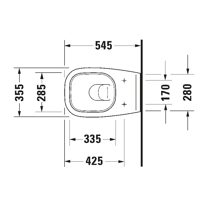 Duravit 25350900002 - Hangend toilet D-CODE keramiek/hoogglans wit