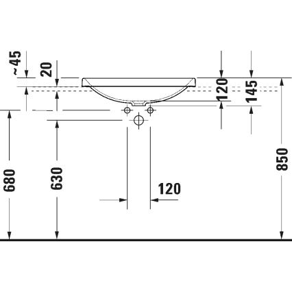 Duravit 358600079 - Inbouwwastafel D-NEO 60x44 cm keramiek/hoogglans wit