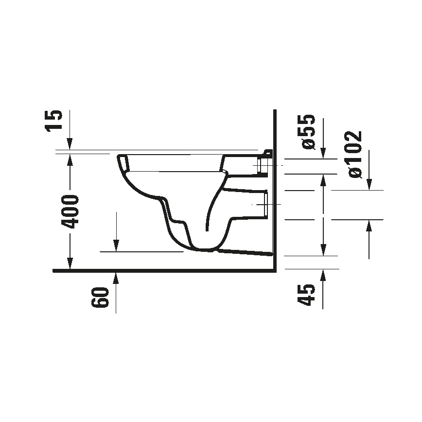Duravit 45351900A1 - Hangend toilet met toiletbril D-CODE keramiek/hoogglans wit