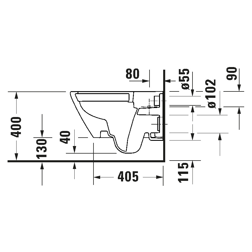 Duravit 49030900B2 - Hangend toilet met zitting D-CODE keramiek/glanzend wit