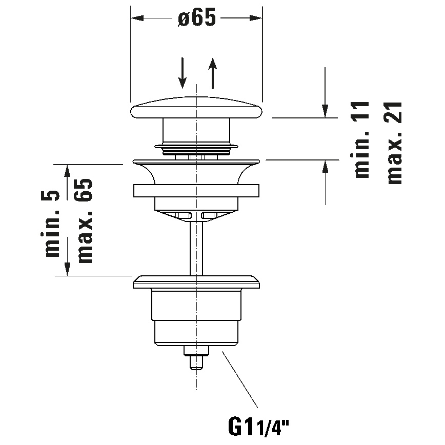 Duravit 50791300 - Wastafelafvoer PUSH-OPEN Ø 6,5 cm mat antraciet
