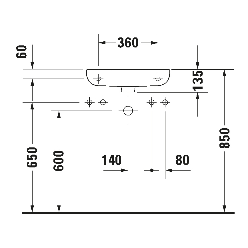 Duravit 7065000092 - Wandgemonteerde wastafel D-CODE 50x22 cm keramiek/glanzend wit