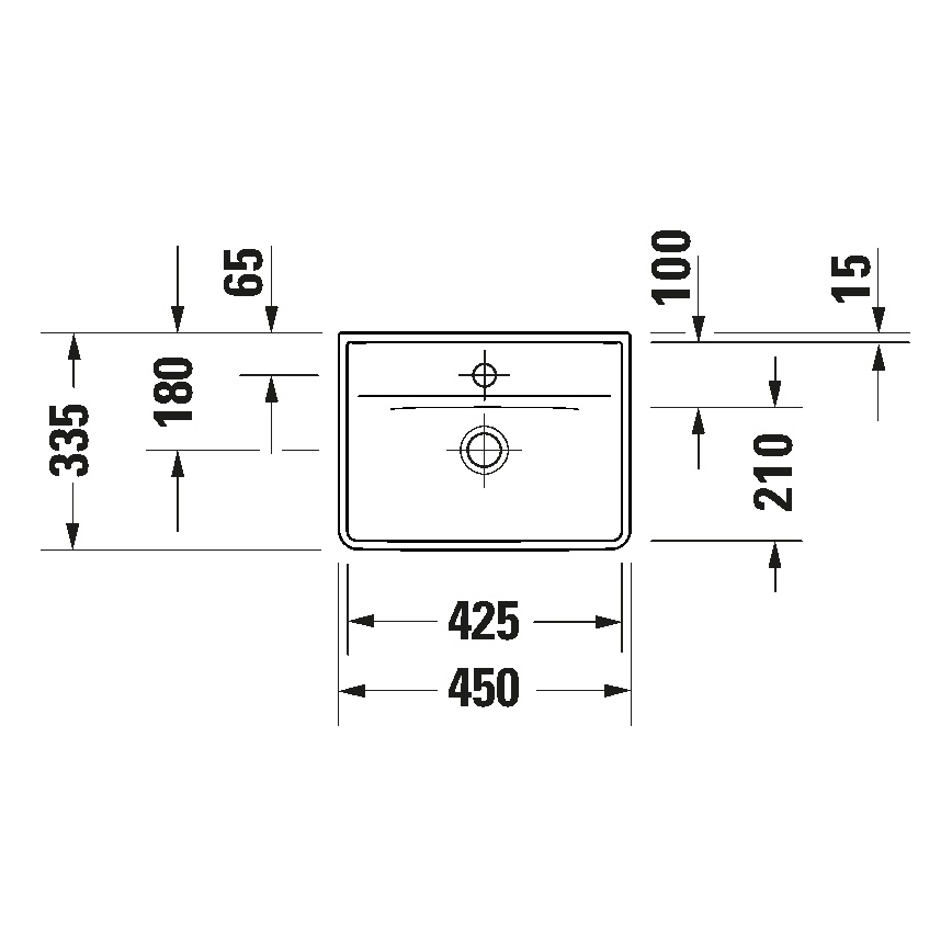 Duravit 738450041 - Wandhangende wastafel D-NEO 45x33,5 cm keramiek/glanzend wit