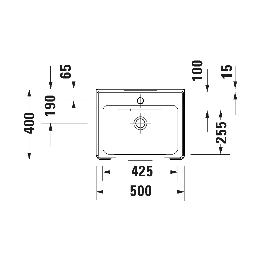 Duravit 742500060 - Wandhangende wastafel D-NEO 50x40 cm keramiek/glanzend wit