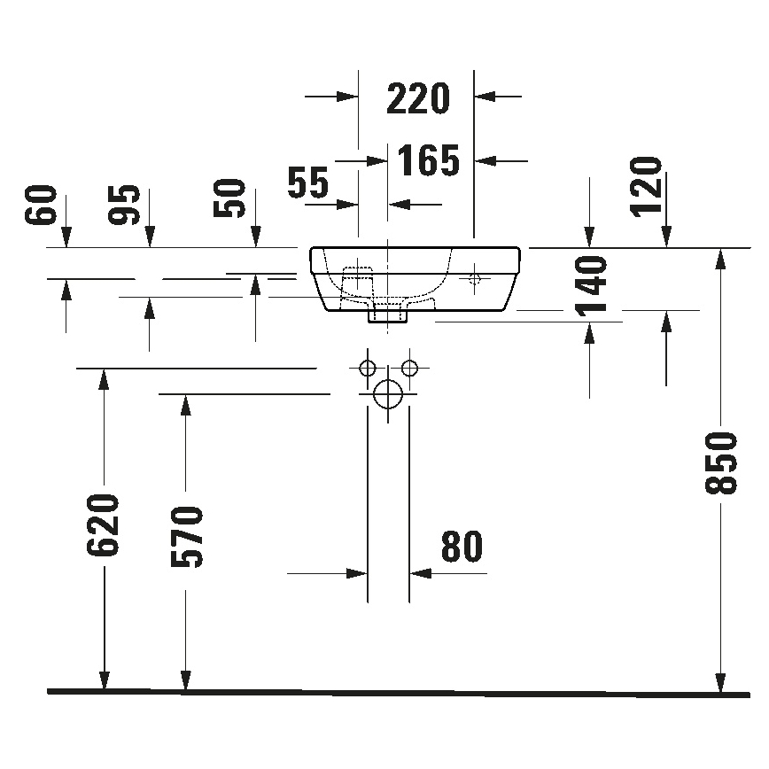 Duravit 7494000412 - Wandgemonteerde wastafel D-CODE 40x22 cm keramiek/glanzend wit