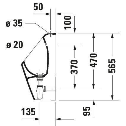 Duravit 828300000 - Urinoir Rimless D-CODE, bovenaansluiting, achteraansluiting, keramiek, glanzend wit