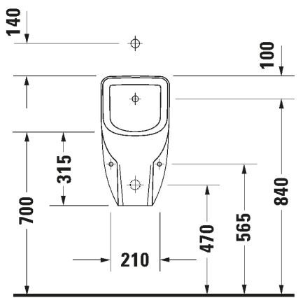 Duravit 828300000 - Urinoir Rimless D-CODE, bovenaansluiting, achteraansluiting, keramiek, glanzend wit