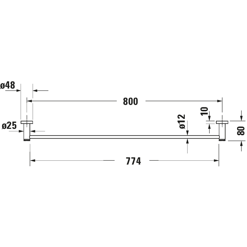 Duravit 99231000 - Wandgemonteerde handdoekhouder D-CODE 84,5 cm, glanzend chroom