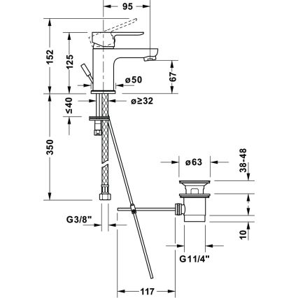 Duravit DC1013001046 - Wastafelkraan + waste D-CODE mat zwart