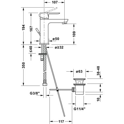Duravit DC1023001046 - Wastafelmengkraan + afvoer D-CODE mat zwart