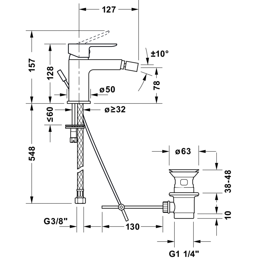Duravit DC2400011046 - Bidetkraan D-CODE mat zwart
