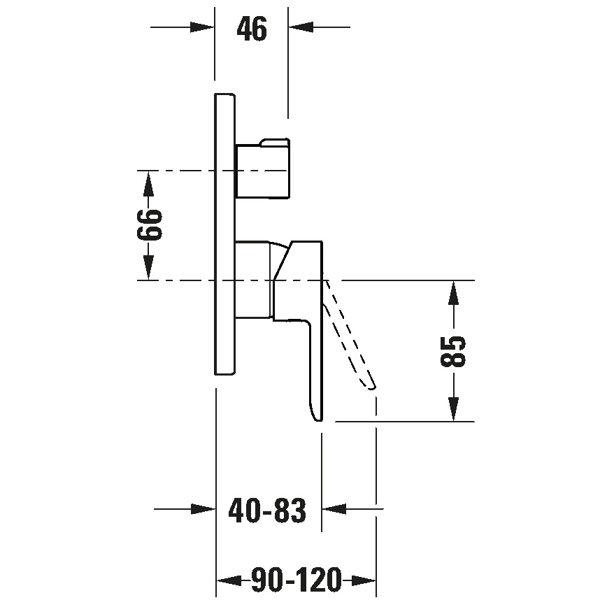 Duravit DC5210012046 - D-CODE badmengkraan voor inbouwmontage, mat zwart