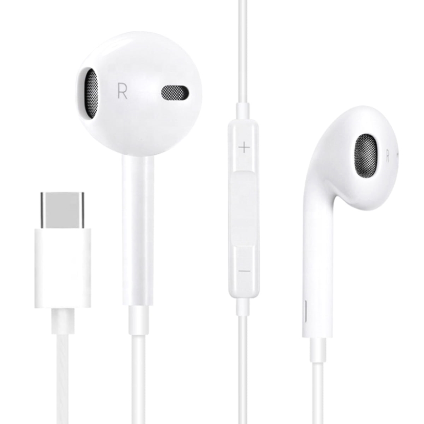 Earphones met een microphone USB-C wit