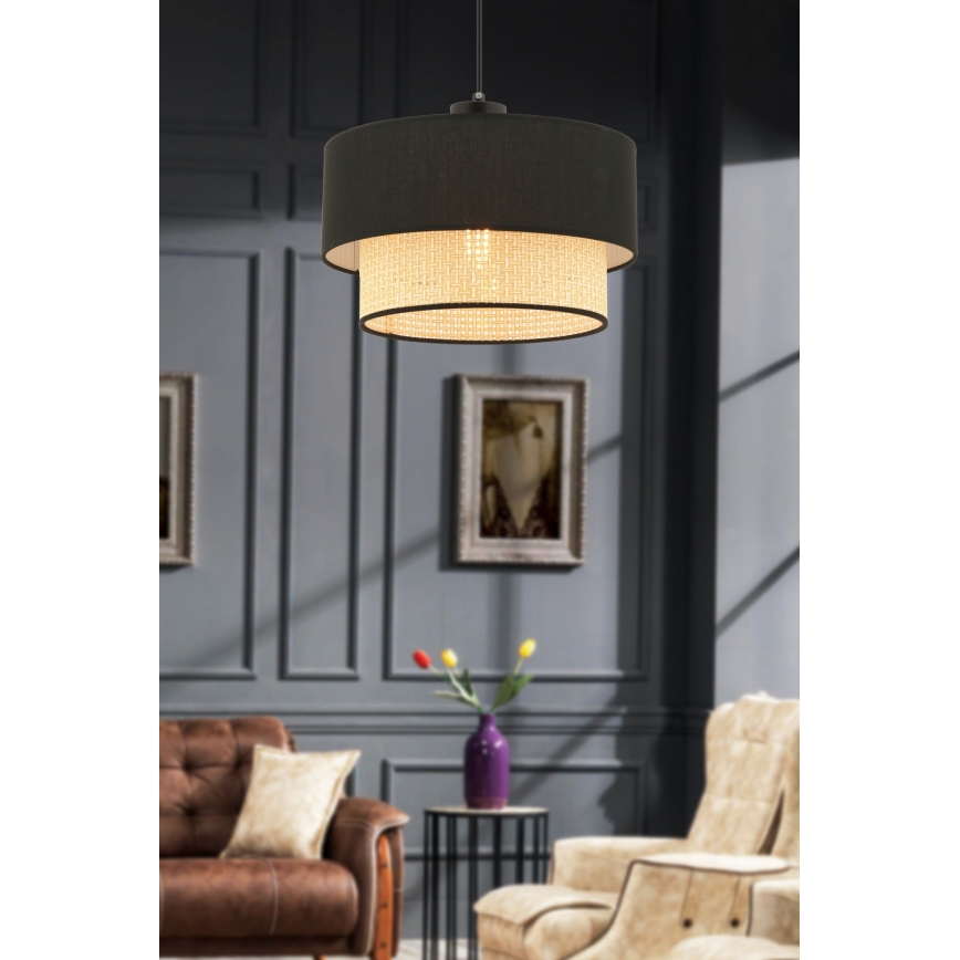 ECHO hanglamp 1xE27/60W/230V zwart/beige