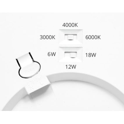 Dimbaar LED paneel LEXA LED/6/12/18W/230V 3000/4000/6000K diameter 22,5 cm zwart