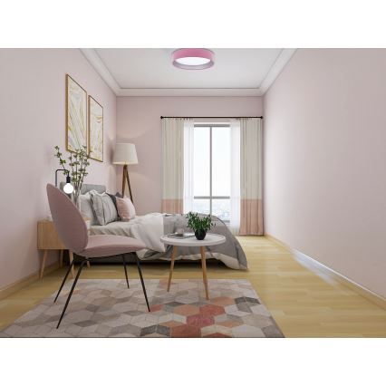 LED dimbare plafondlamp SMART GALAXY LED/24W/230V roze/zilver 3000-6500K + afstandsbediening